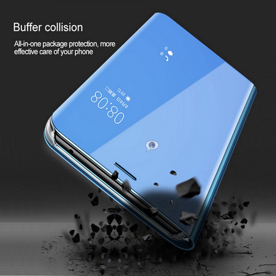 Samsung Galaxy S21 Ultra S21 Plus S20 FE Smart Clear View Mirror PU Leather Shockproof Slim Flip Stand Case Cover