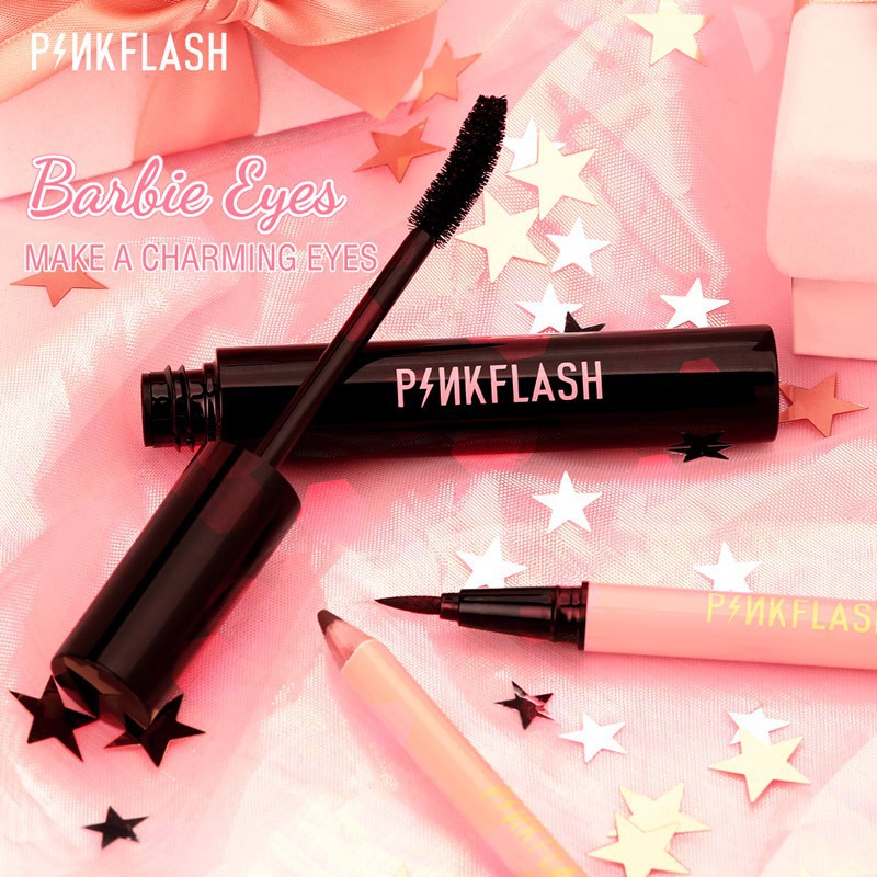 Set Mỹ Phẩm Trang Điểm Mắt PINKFLASH Gồm Bút Kẻ Mắt + Mascara + Chì Kẻ Lông Mày Màu Đen Chống Nước Tiện Dụng