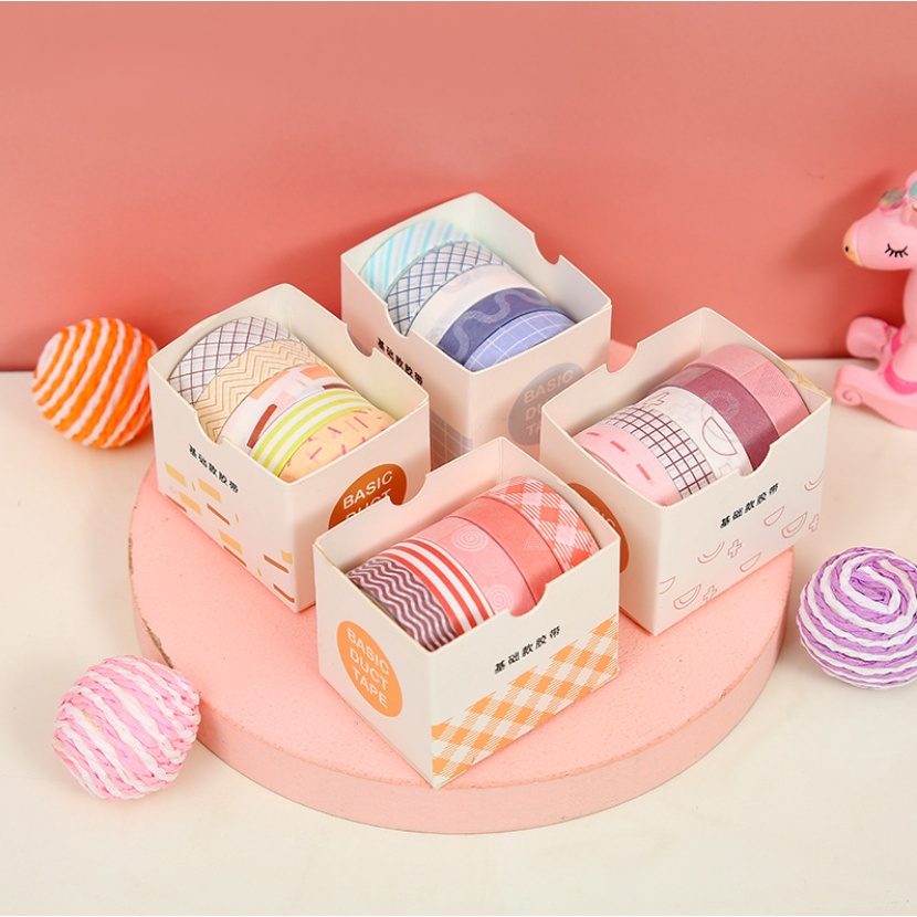 Washi tape vintage HAKI, băng dính washi tape bộ 10 cuộn trang trí sổ butllet journal giá rẻ BD03