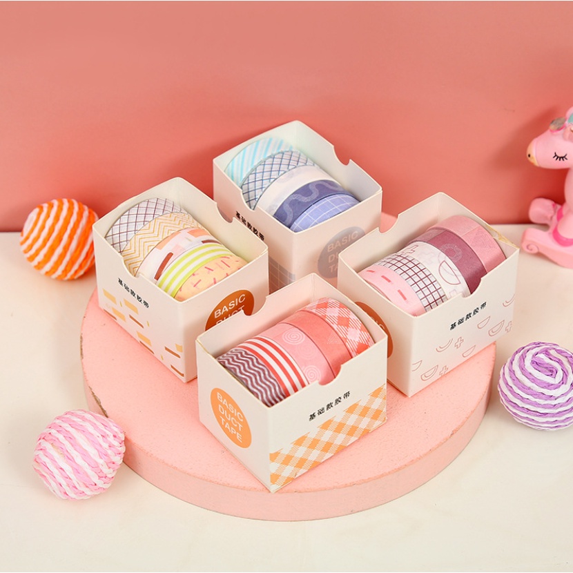 Washi tape vintage HAKI, băng dính washi tape bộ 10 cuộn trang trí sổ butllet journal giá rẻ BD03