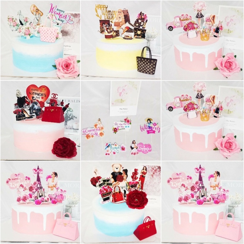 [❤️HOT 20/10] trang trí bánh kem [FREESHIP❤️] sét cắm giấy cô gái CHỦ ĐỀ 20/10