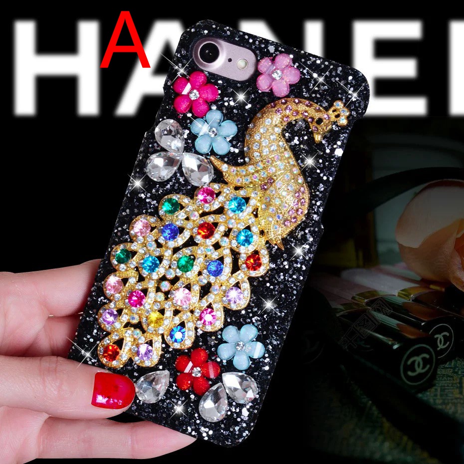 Ốp Điện Thoại Cứng Họa Tiết Chim Công Đính Đá Cho iPhone 14 12 13 11 Pro Max 6 6S 7 8 Plus XSMax XR X XS SE 2020 12MINI 13
