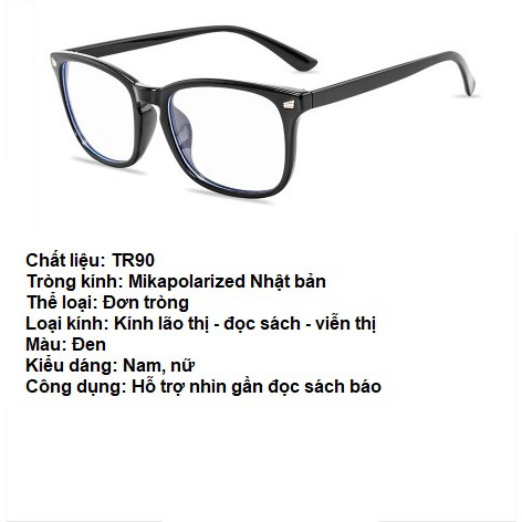 Kính lão thị AKITAKVT24 kính có độ đơn tròng cực sáng và rõ ôm mặt