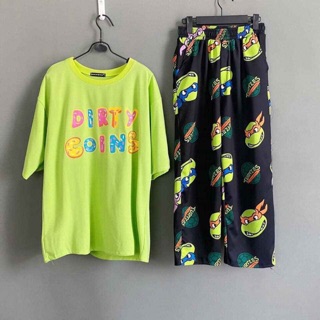 [ COMBO TIẾT KIỆM ] Set áo thun Donut Dirty Coins + quần cartoon ninja rùa unisex