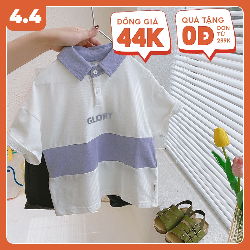 Áo thun polo ngắn tay cho bé trai 2 3 4 5 6 7 tuổi cotton phối màu co giãn thoáng mát Magickids Quần áo trẻ em