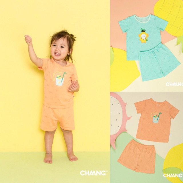 Bộ áo cộc tay quần đùi cúc vai raglan Pool Chaang - 4 màu