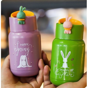 Bình nước thỏ dán nổi BN8 chai nước mickey cute dễ thương thuỷ tinh