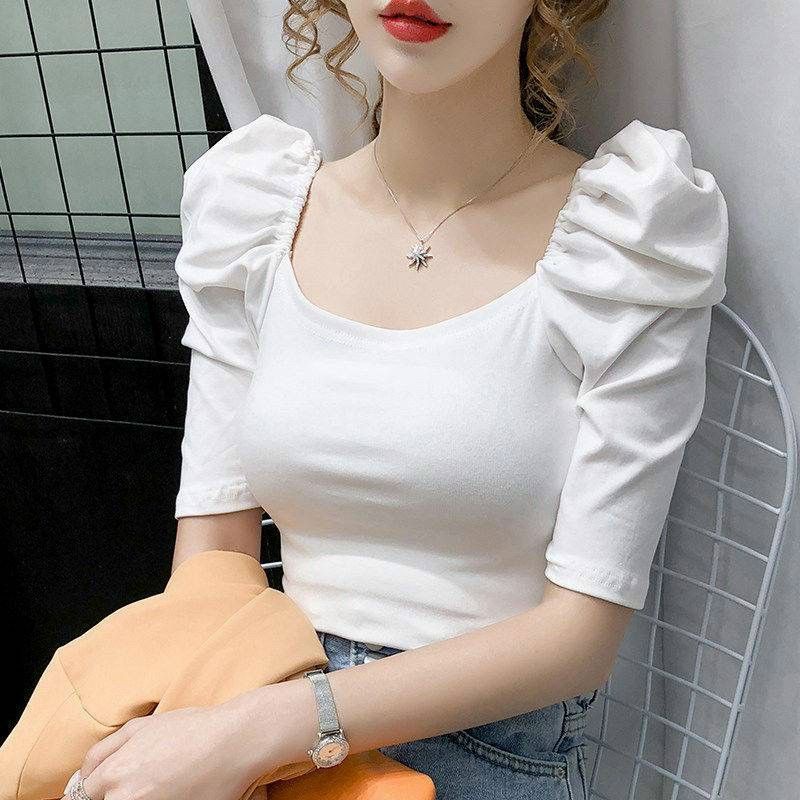 Áo thun cổ vuông vai phồng tay lỡ siêu xinh❣️A15