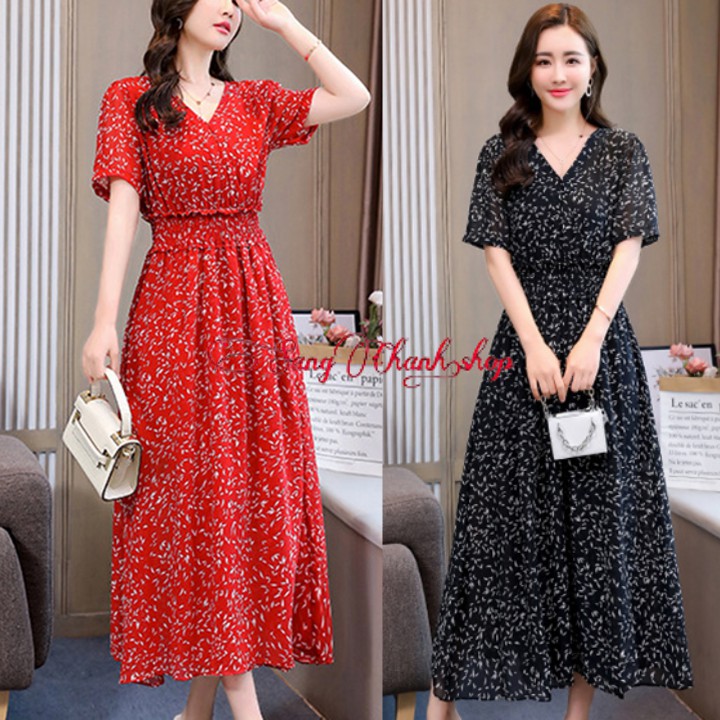 Váy Đầm Maxi | Đầm Công Sở | Maxi Lá Đen Xinh Yêu Tôn Dáng