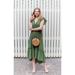 Đầm midi Taylor Ruffle High/Low Maxi Dress