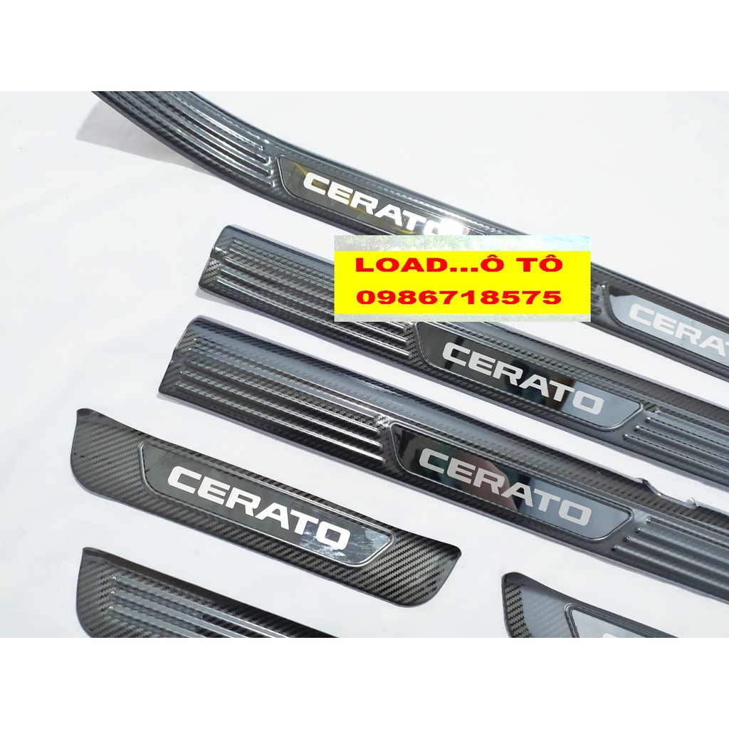 Ốp Bậc Cửa, Nẹp Bước Chân Trong, Ngoài Xe KIA Cerato 2019-2021 Mẫu Vân Carbon Cao Cấp Nhất Thị Trường