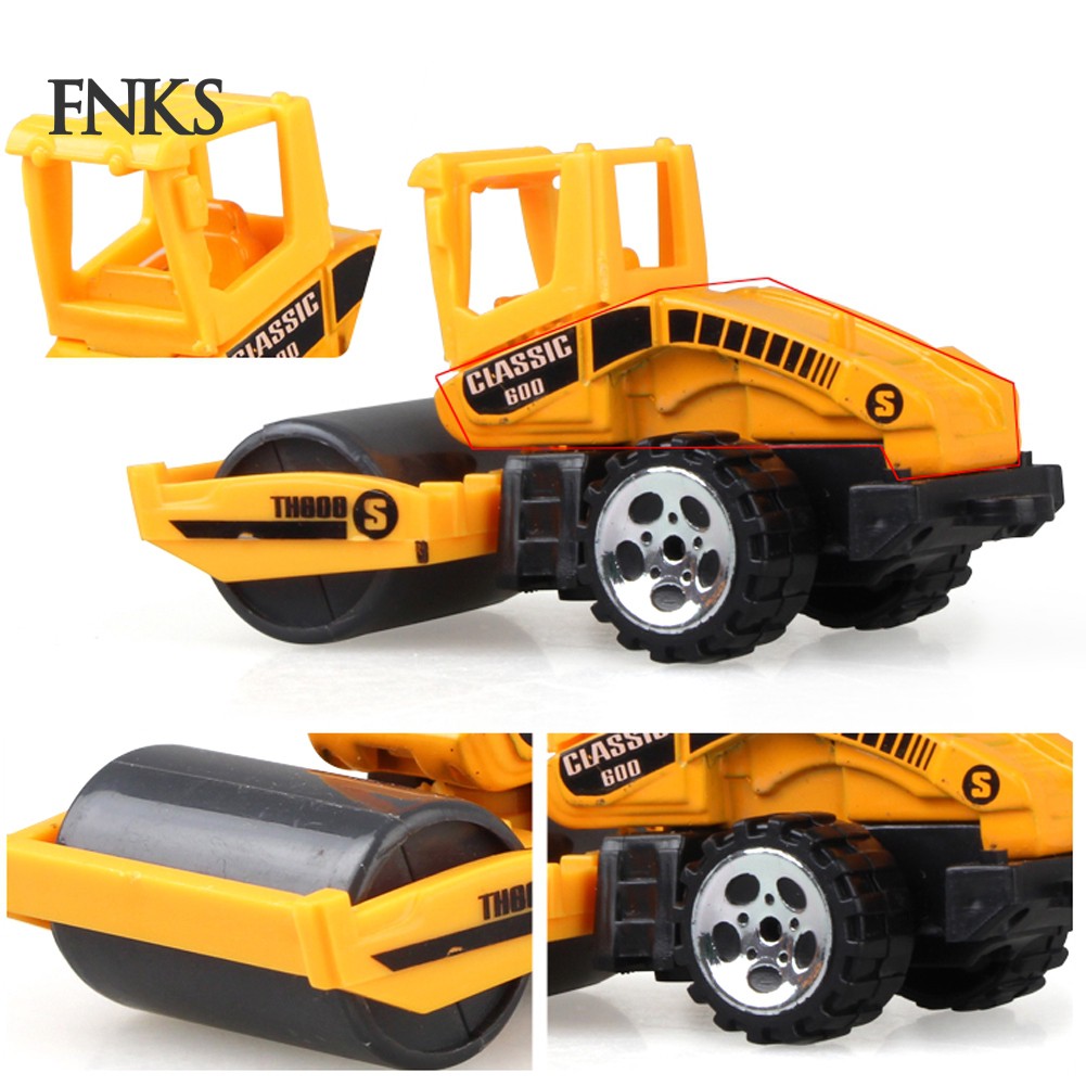 Bộ 6 đồ chơi xe tải mini với xe tải đổ cát/xe ủi nhựa đường luyện kỹ thuật sớm dành cho trẻ em