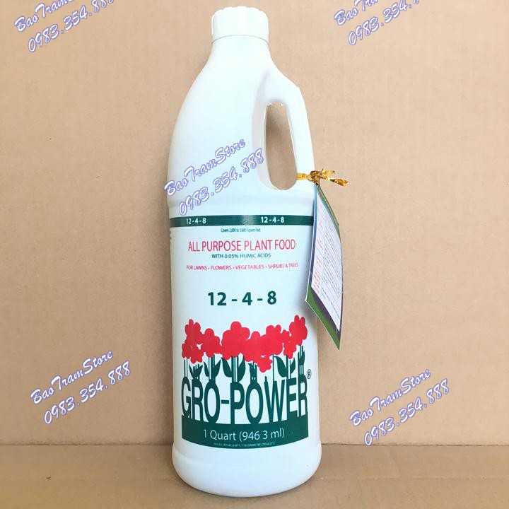 Phân bón GROW POWER 12-4-8 chai 946ml nhập khẩu nguyên chai từ Mỹ.