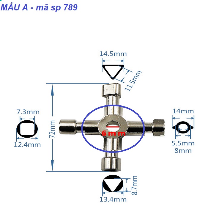 KHÓA MỞ TỦ ĐIỆN CHỬ THẬP 4 ĐẦU phân loại MẪU A hoặc MẪU B - 000516-789