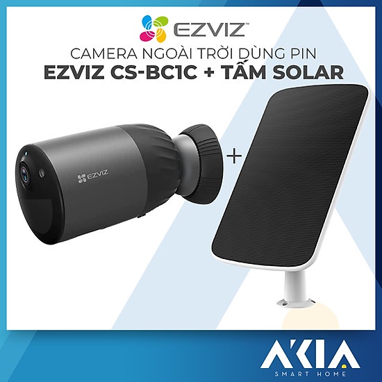 Camera IP Wifi không dây ngoài trời Dùng Pin Sạc in EZVIZ CS-BC1C Full HD 2MP + tấm pin mặt trời CS-CMT-Solar