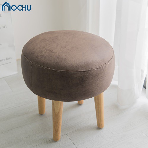 Ghế đôn tròn sofa OCHU bọc da chân gỗ CHUBBY Nội thất thông minh decor phòng khách