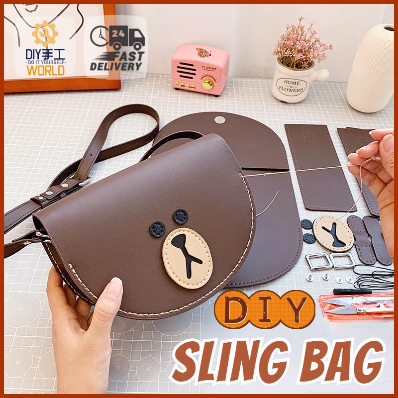 DIY Bag Set / Hand Woven Sling Bag - Women's Homemade Shoulder Bags - Cute Gift Bear Bag