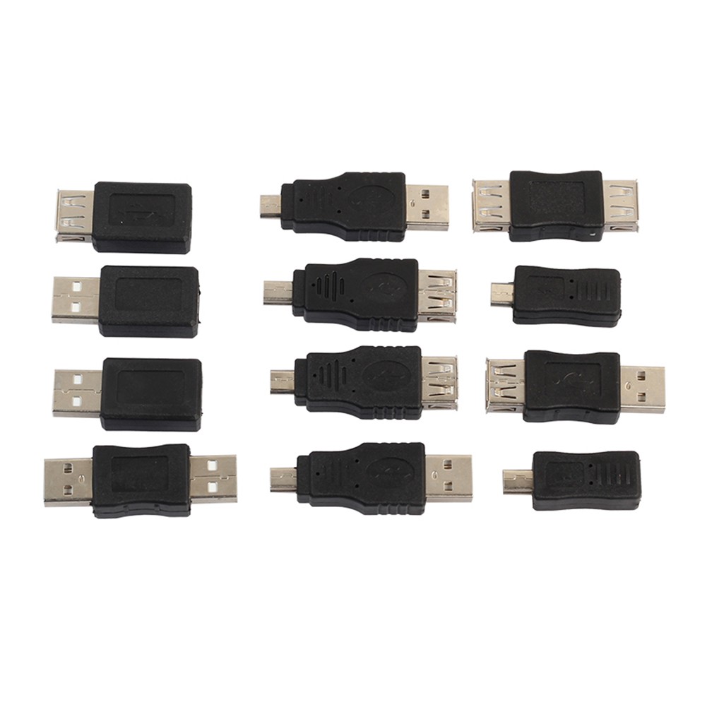 ✦ 12 Pcs USB 2.0 Male to Female Micro Mini Changer Adapter Converter Connector Kit