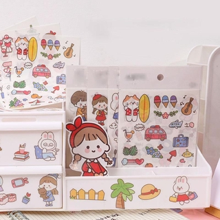 Bộ 4 tấm hình dán cô gái dễ thương trang trí sổ nhật ký