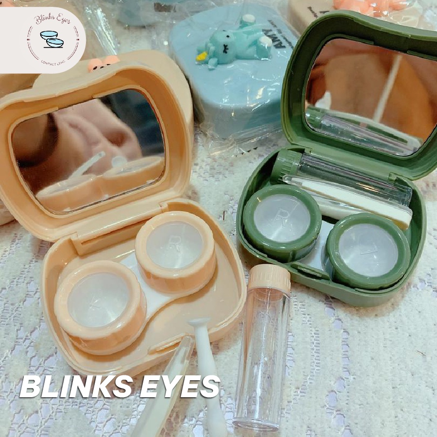 Hộp Đựng Lens Kính Áp Tròng Amy Có Gương Nhỏ Gọn Tiện Lợi Hình Dễ Thương Nhiều Màu BLINKS EYES