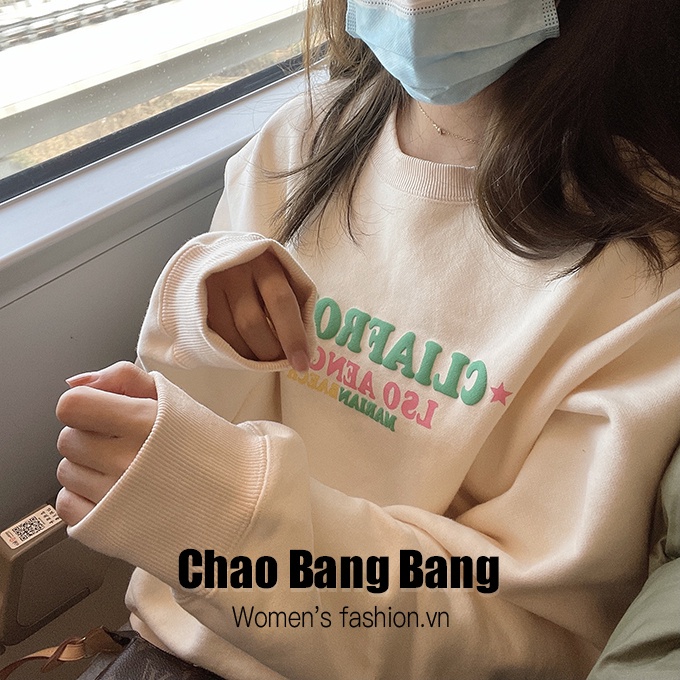 Áo Sweater Tay Dài Cổ Tròn In Họa Tiết Thời Trang Hàn Quốc Cho Nữ