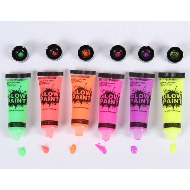 Tuýp Màu Vẽ Dạ Quang vẽ cơ thể/trang điểm mặt màu neon độc đáo có thể rửa sạch, màu vẽ Body painting hóa trang halloween