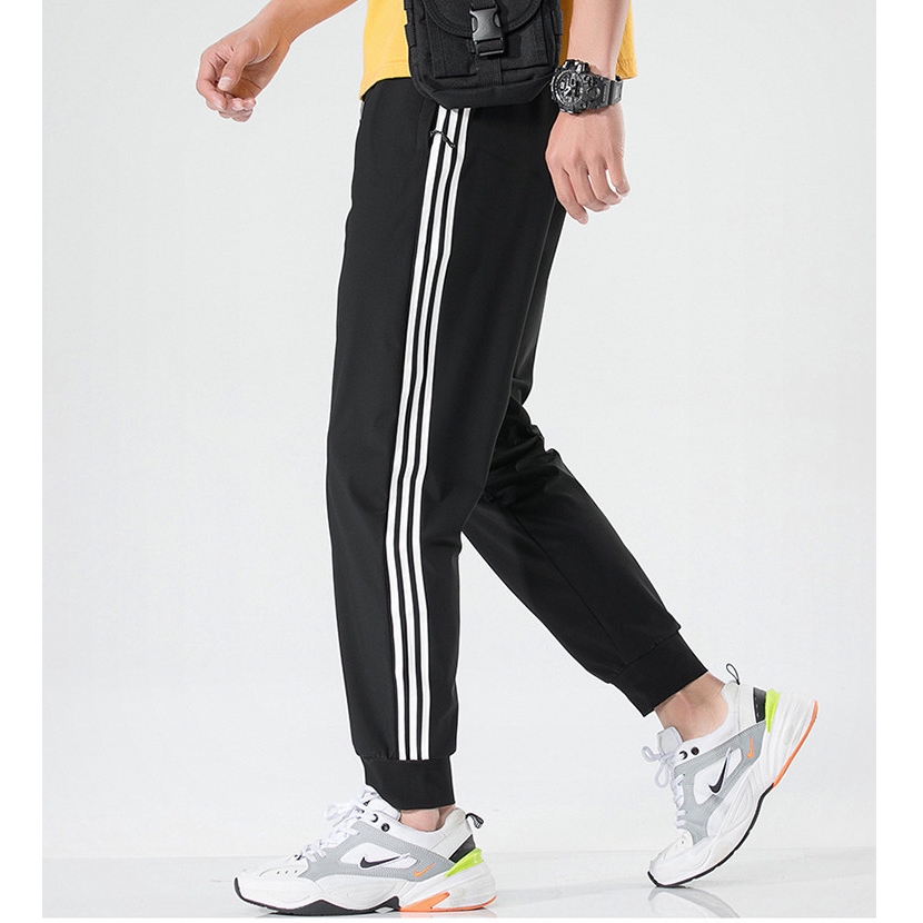 Quần Jogger 3 sọc nam nữ ống bó, quần thể thao adidas nam nữ ống bó, Quần thể dục nam phối 3 sọc vải dày dặn