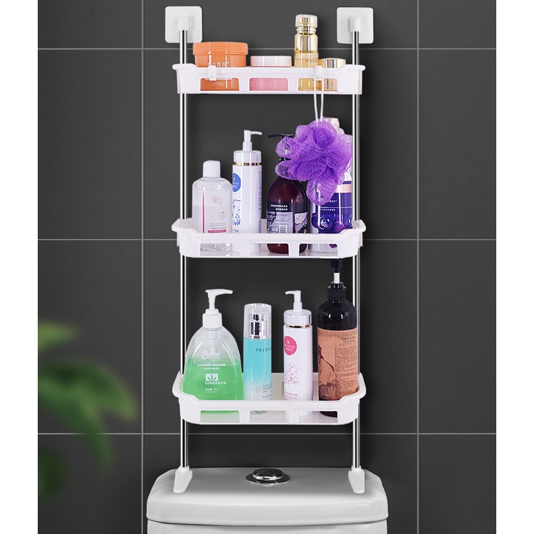 Kệ đựng đồ 3 tầng đa năng cao cấp, kệ nhựa đựng đồ dụng cụ nhà bếp nhà tắm và phía sau toilet tiện lợi | TP014