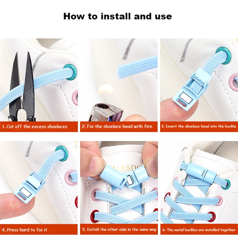 1 Cặp Dây Buộc Giày Nhiều Màu Sắc Từ Tính Không Cần Buộc Bằng Kim Loại Tiện Dụng