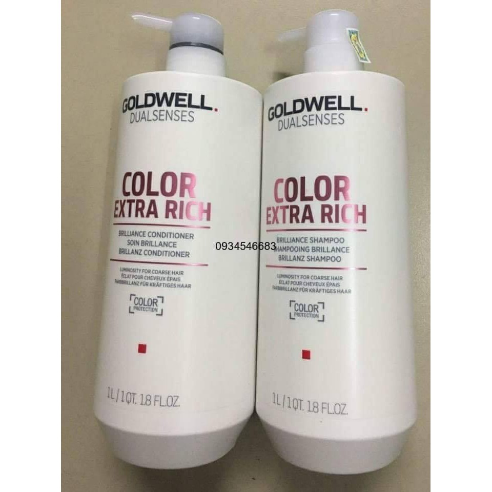 Cặp dầu gội xã giữ màu tóc nhuộm cao cấp Goldwell Dualsenses Color Brilliance 1000ml x2