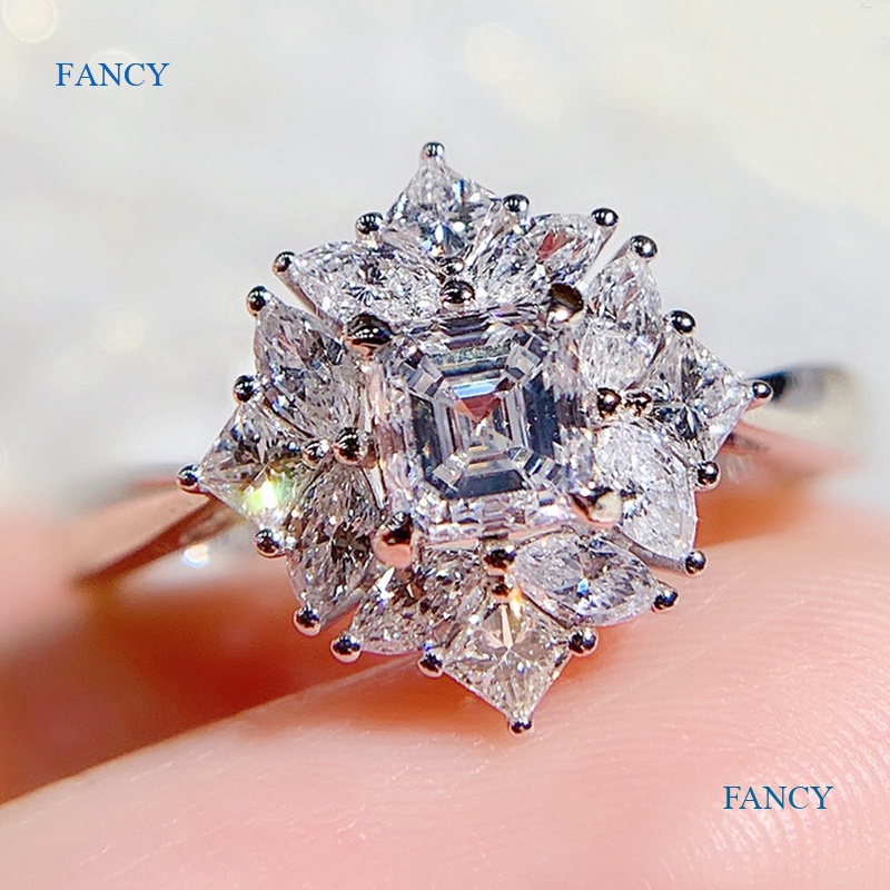 Nhẫn Mạ Bạc Đính Đá Zircon Nhiều Màu Sắc