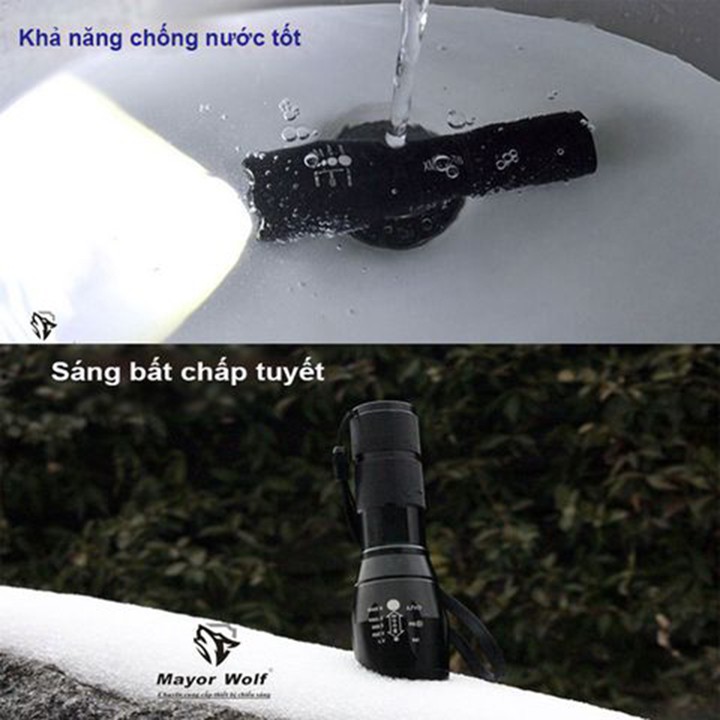 Đèn pin X800 siêu sáng, chống nước, có sạc