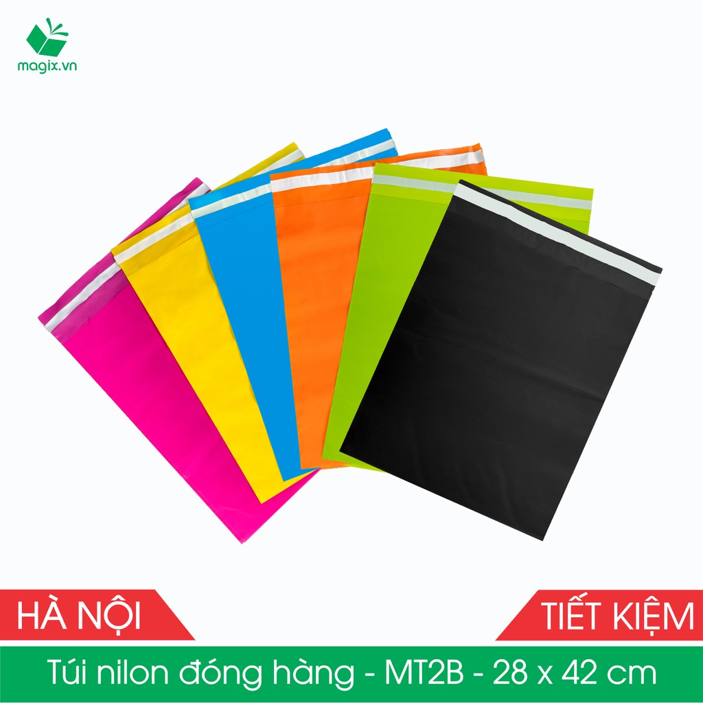 MT2B - 28x42 cm - Túi nilon TIẾT KIỆM gói hàng - 100 túi niêm phong đóng hàng màu ĐEN