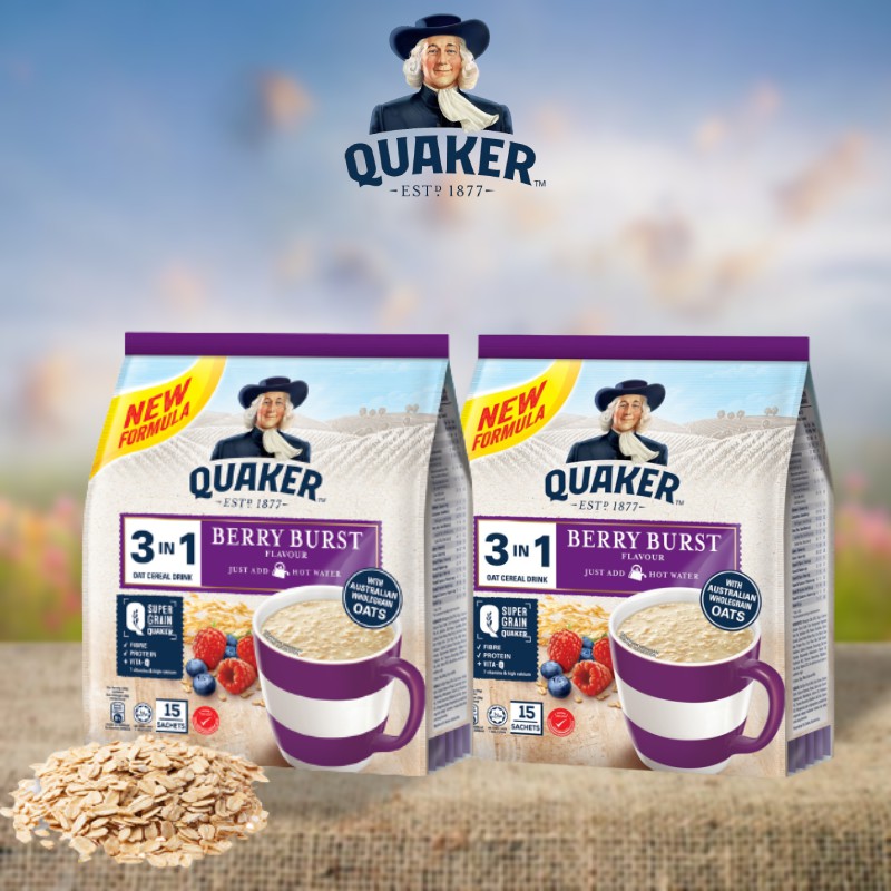 Combo 2 Túi Thức uống yến mạch Quaker 3in1 Vị Berry Burst 450g/túi