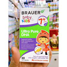 Viên nhai giúp bổ não Brauer Baby &amp; Kids Ultra Pure DHA 60 soft gels  Chai 60 viên xuất xứ Úc