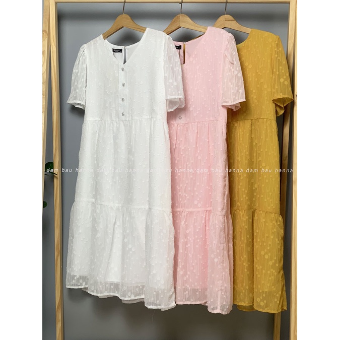 [HANNA] Đầm bầu dự tiệc sang chảnh cho mẹ trẻ có size 40-80kg mẫu xinh vải cao cấp thoáng mát không nhăn đầm dài qua gối