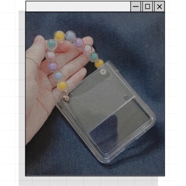 Ốp Samsung Z Flip 3 / Z Flip 4 trong suốt có dây cầm dễ thương nhiều màu (ảnh thật) / Z Flip3 / ZFlip3 / Z Flip4/ ZFlip4