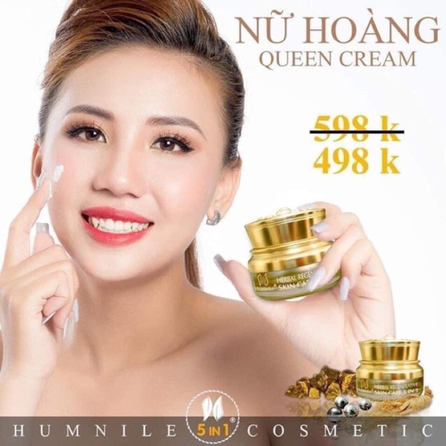 [kèm quà] QUEEN CREAM 5in1 HUMNILE - tinh chất vàng 24k ngừa lão hoá, trắng da, phục hồi da cháy nắng