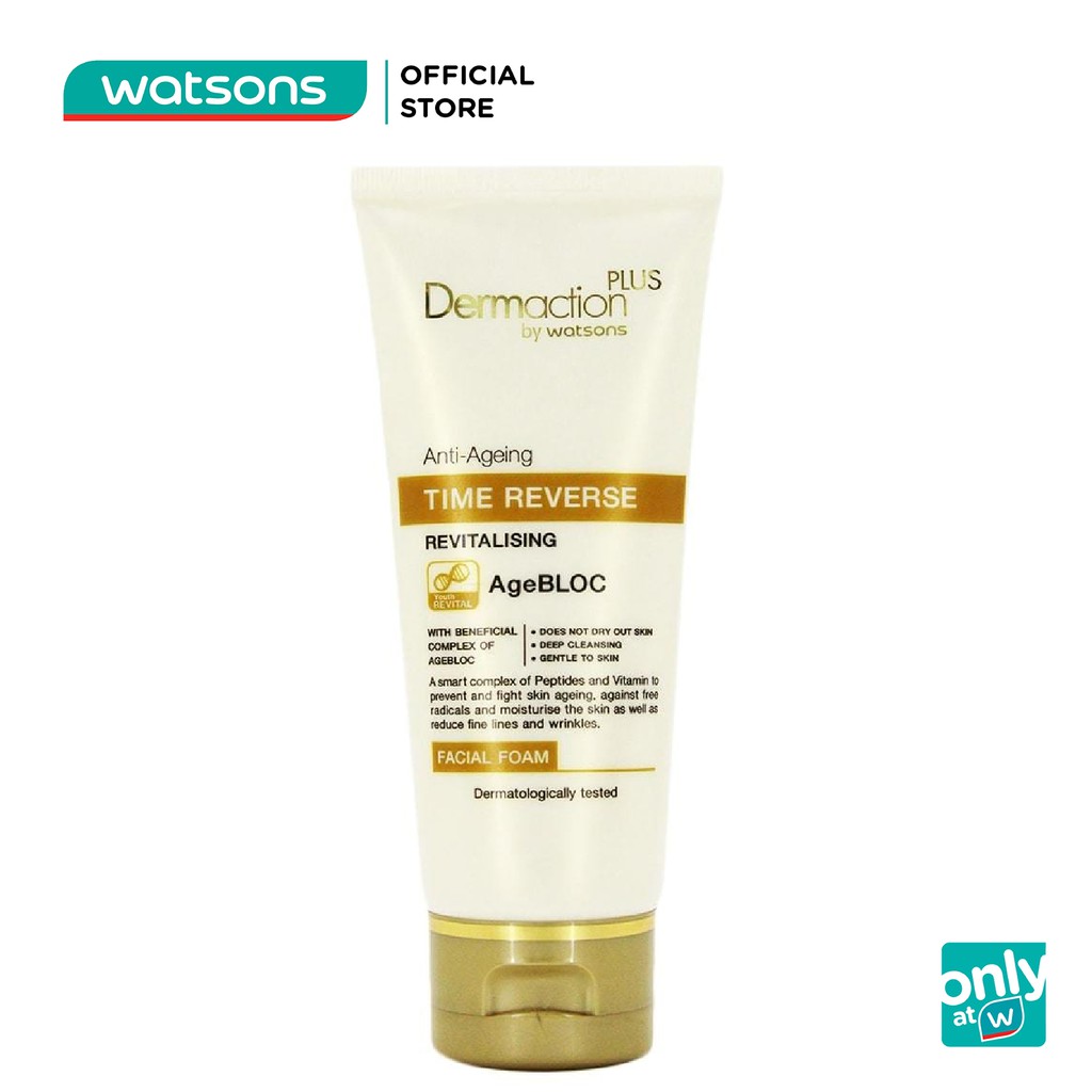 Bọt Rửa Mặt Dermaction Plus By Watsons Anti-Ageing Time Reverse Revitalising FacialFoam SạchSâu100ml