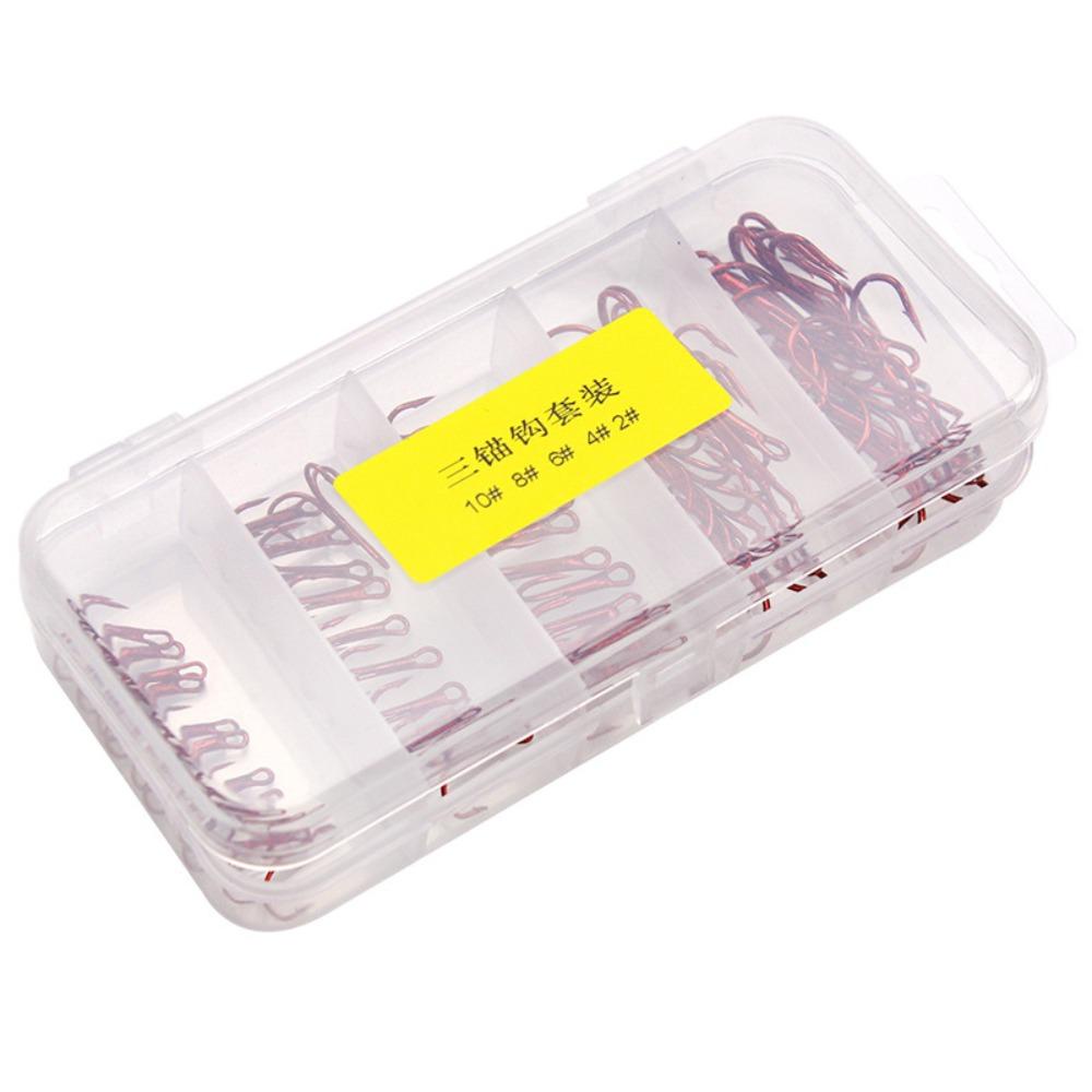 Set 50 Lưỡi Câu Cá Ba Lưỡi Bằng Thép Carbon Chất Lượng Cao