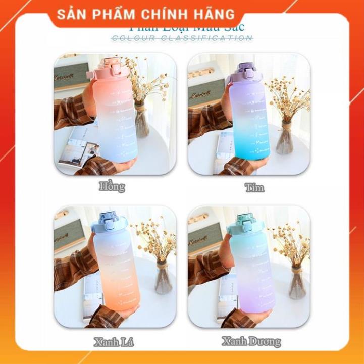 Bình Nước Thể Thao, Đi Học, Tập Gym Nhựa An Toàn Chia Vạch Dung Tích 2L