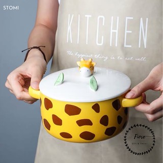 [7 mẫu hot] Bát ăn dặm, tô sứ ăn mỳ có nắp đậy và tay cầm tiện dụng, dung tích 800 - 850ml