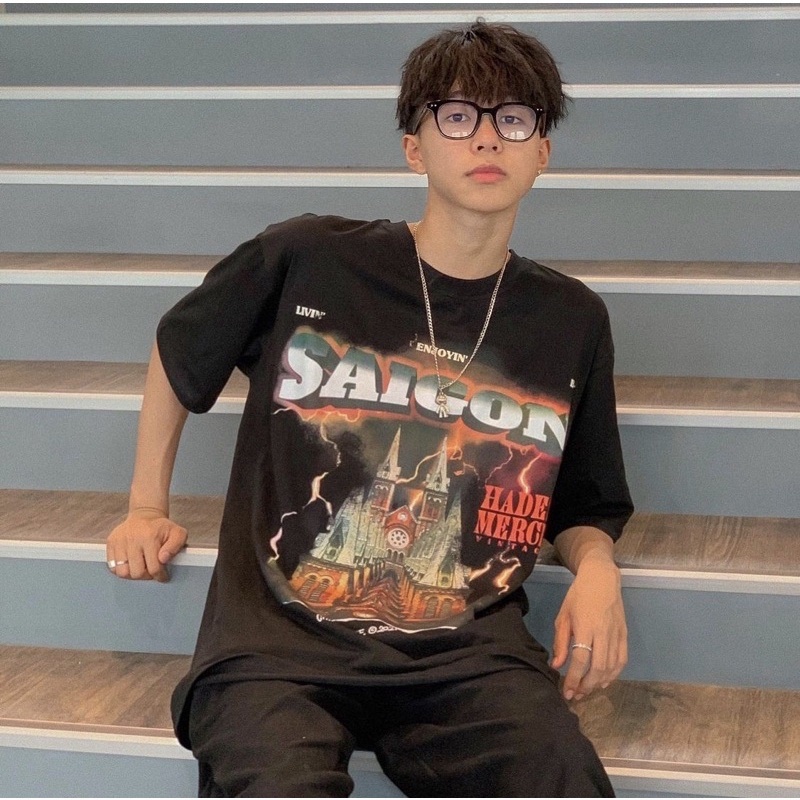 Áo thun Hades Saigon Spirit Black Tee nam và nữ 40kg-95kg, vải cotton dày mịn , Thời trang Unisex HCM AL143