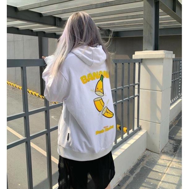 Áo khoác nỉ hoodie nam nữ XUKASTORE Có Dây Kéo In Hình BANANA , dùng để chống nắng phong cách Unisex có 3 màu form rộng