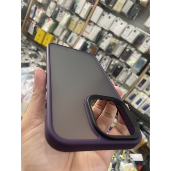 Ốp lưng likgus lưng nhám viền màu Tím cho iPhone 14pro - 14 pro max