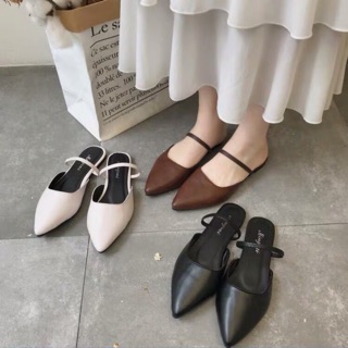 Giày Sục bệt Mules da nữ đeo 2 kiểu công sở