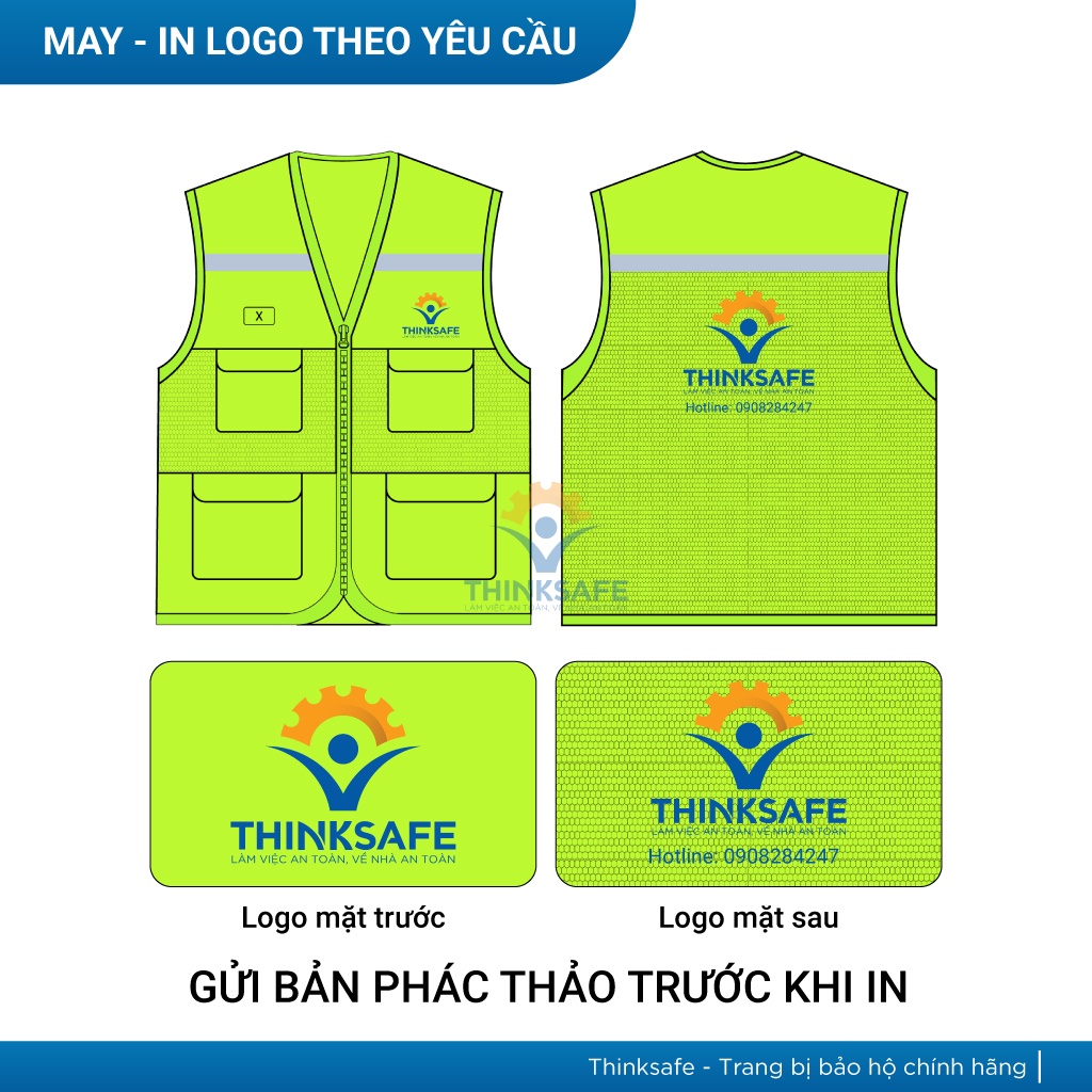 Áo gile vải Pangrim Hàn Quốc phối lưới phản quang cho kỹ sư, công nhân, thấm hút mồ hôi, bền màu, ít nhăn - Thinksafe