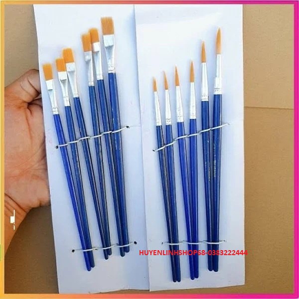 1 bộ 6 bút cọ vẽ màu nước 6 cỡ khác nhau loại đầu tròn hoặc dẹt
