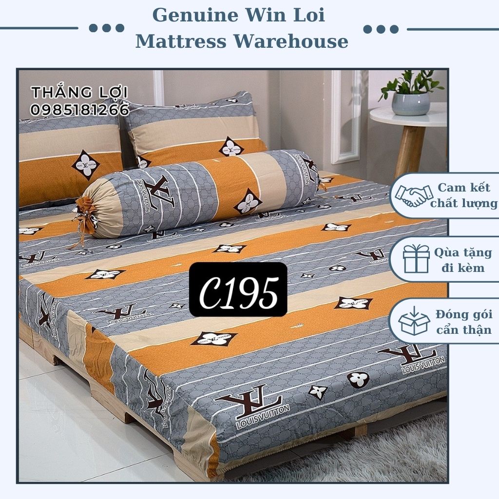Drap Cotton Thắng lợi 100% chính hãng Mẫu C195 (4 món) [không bao gồm chăn (mền) vệ sinh dễ dàng bằng tay và máy