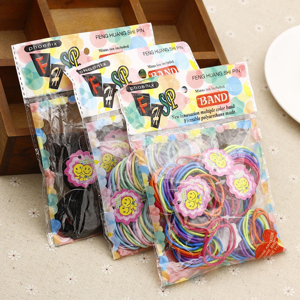 Set 50 Dây Buộc Tóc Thiết Kế Co Giãn Nhiều Màu Cho Bé Gái
